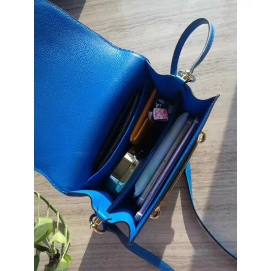 Hermes Roulis Bag Epsom Leather Gold Hardware In Navy Blue