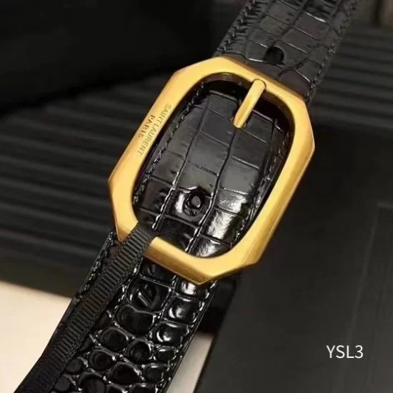 Yves Saint Laurent Silver YSL Logo Belt and Buckle